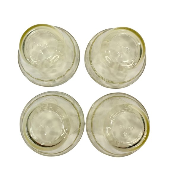 Vtg Custard Cup Set of 4 Amber Yellow Glass Mexico Forte Crista Flan Dessert - Picture 4 of 8